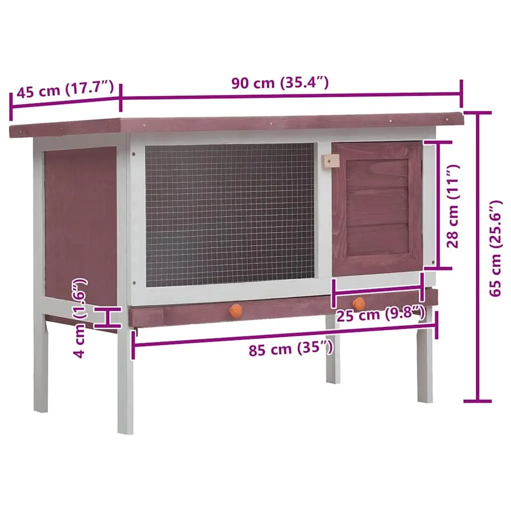 Outdoor Rabbit Hutch Large Wood Cage Brown Iron Wire Mesh Enclosure