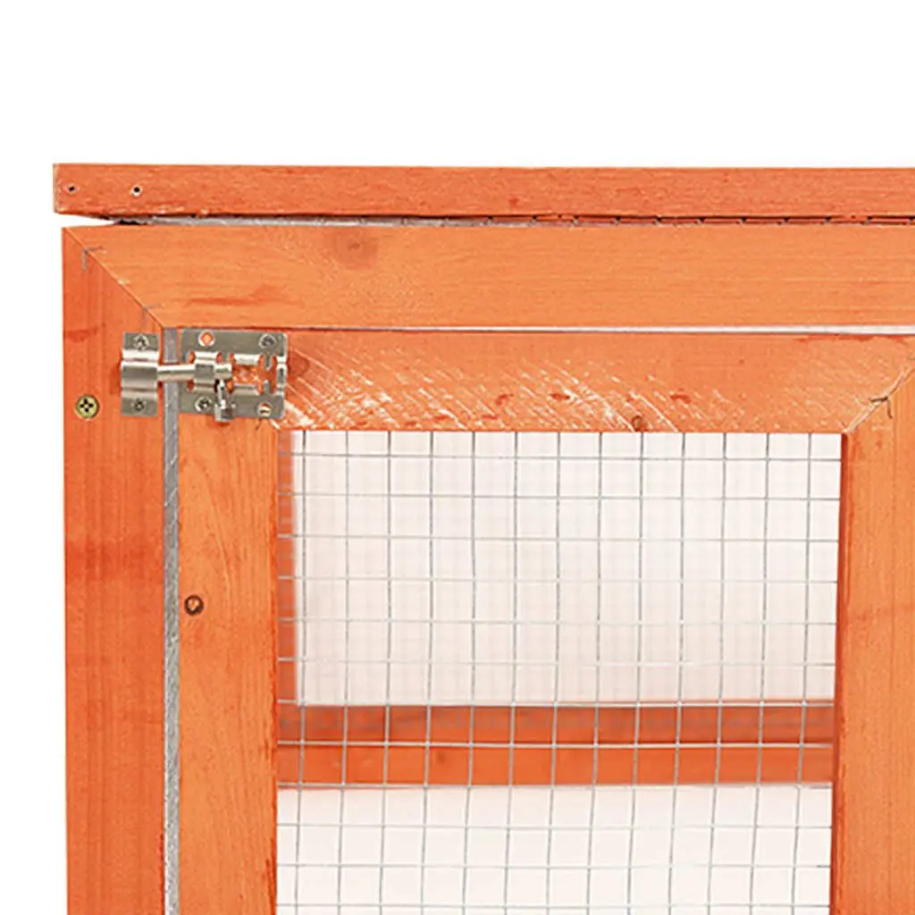 Rabbit Hutch Wooden Outdoor Enclosure Solid Firwood Frame 183cm Brown