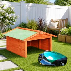 Robotic Lawn Mower Garage Wooden Shelter Storage Box Outdoor Protection Cover