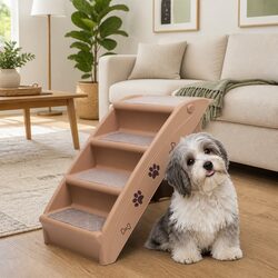 Folding Pet Stairs Brown Small Large Dogs Cats Bed Sofa Ramp Steps Ladder