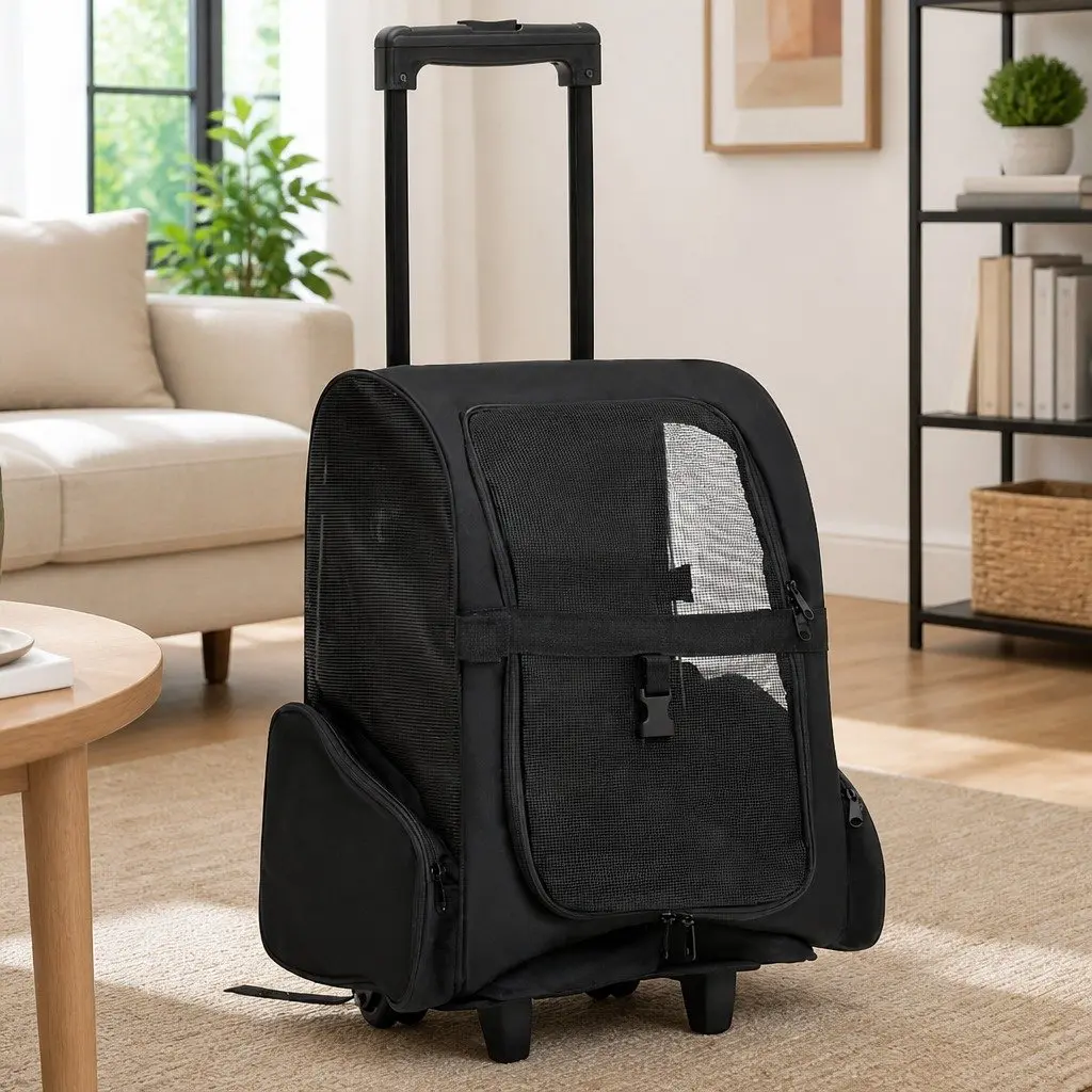 Foldable Pet Trolley Lightweight Ventilated Carrier Backpack Handbag Small Dogs