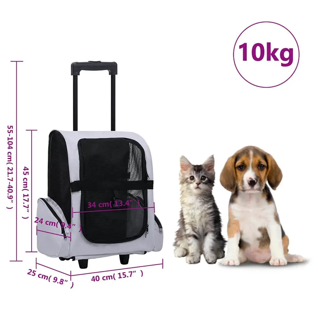 Foldable Pet Trolley Multipurpose Carrier Backpack Handbag Small Dogs Cats Grey