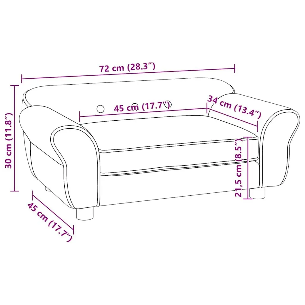 Dog Sofa Plush Cushion Wooden Frame Grey Small