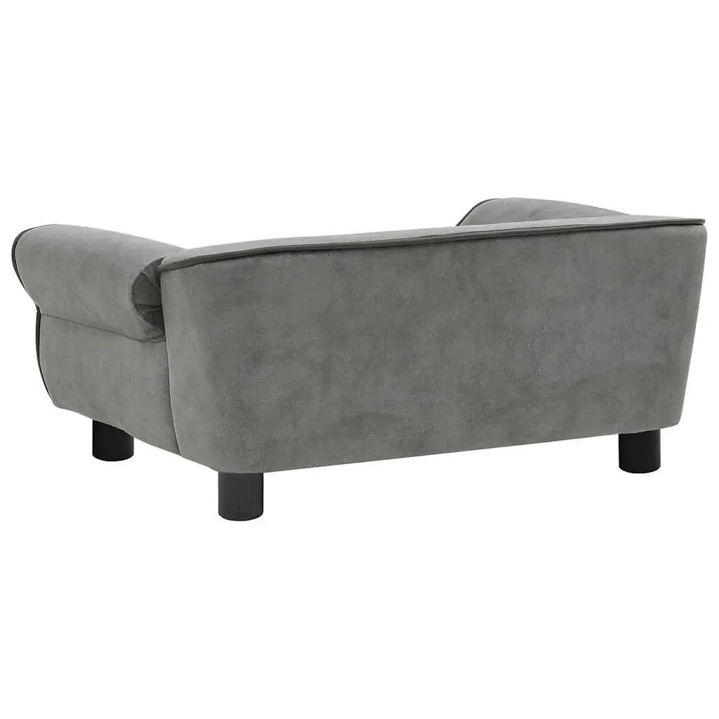 Dog Sofa Plush Cushion Wooden Frame Grey Small
