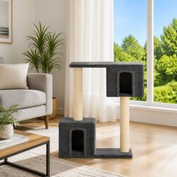 Cat Tree Scratching Post Dark Grey Climbing Perch House Furniture for Cats