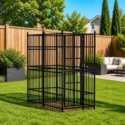 Dog Kennel Outdoor Steel Enclosure Exercise Run Play Pen Black 1.84m²