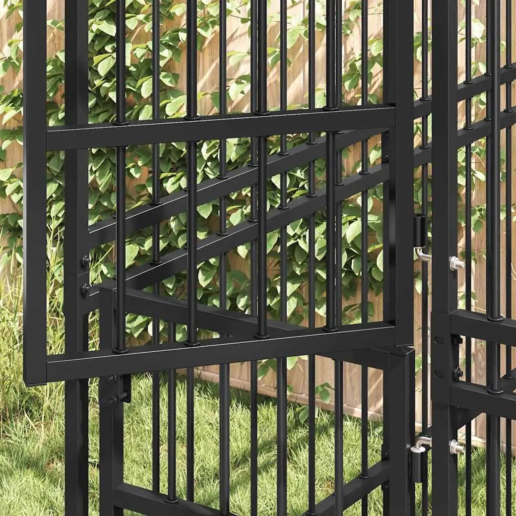 Dog Kennel Outdoor Exercise Run Play Pen Steel Black 1.84m²