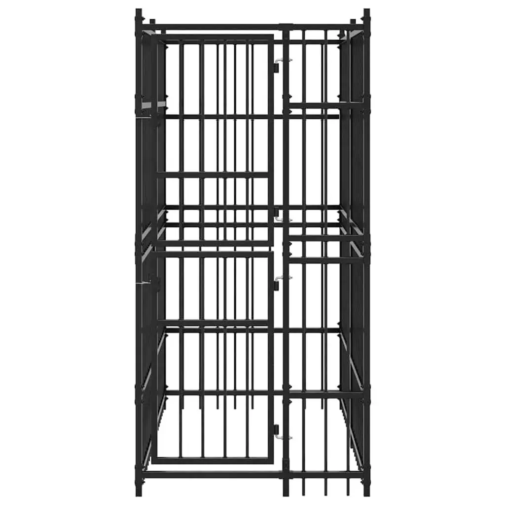 Dog Kennel Outdoor Exercise Run Play Pen Steel Black 1.84m²