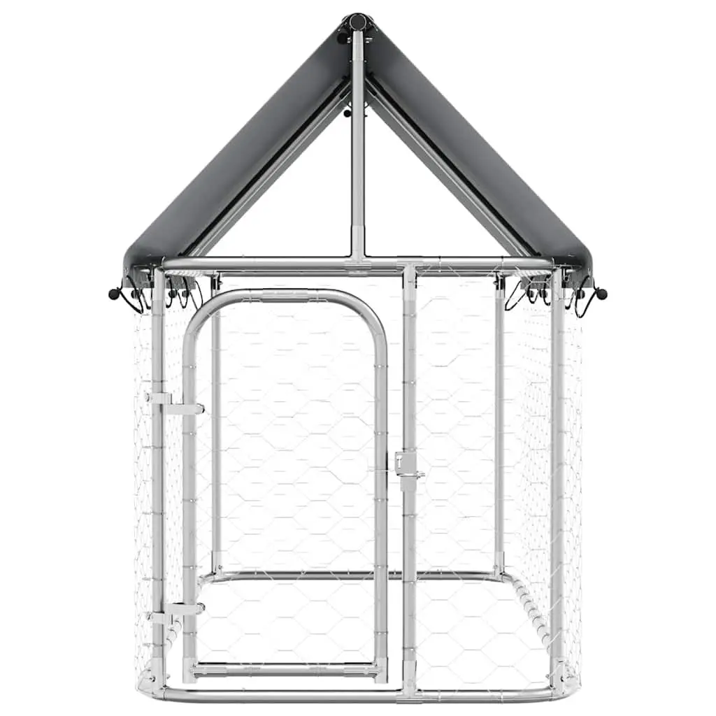 Dog Kennel Outdoor Steel Mesh Run Enclosure with Roof 200x100x150cm Silver