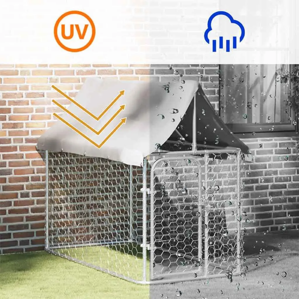 Dog Kennel Outdoor Steel Mesh Run Enclosure with Roof 200x100x150cm Silver