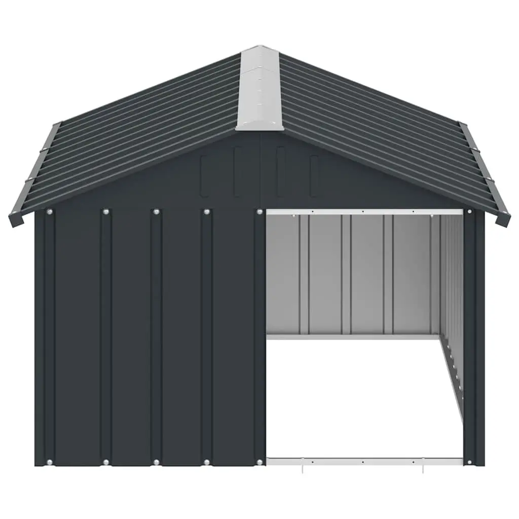 Dog House Outdoor Kennel Shelter Galvanised Steel Anthracite Weather Protection 116.5 x 153 x 81.5 cm