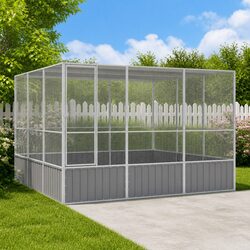Bird Cage Grey Large Aviary Galvanised Steel Frame Outdoor Play Exercise