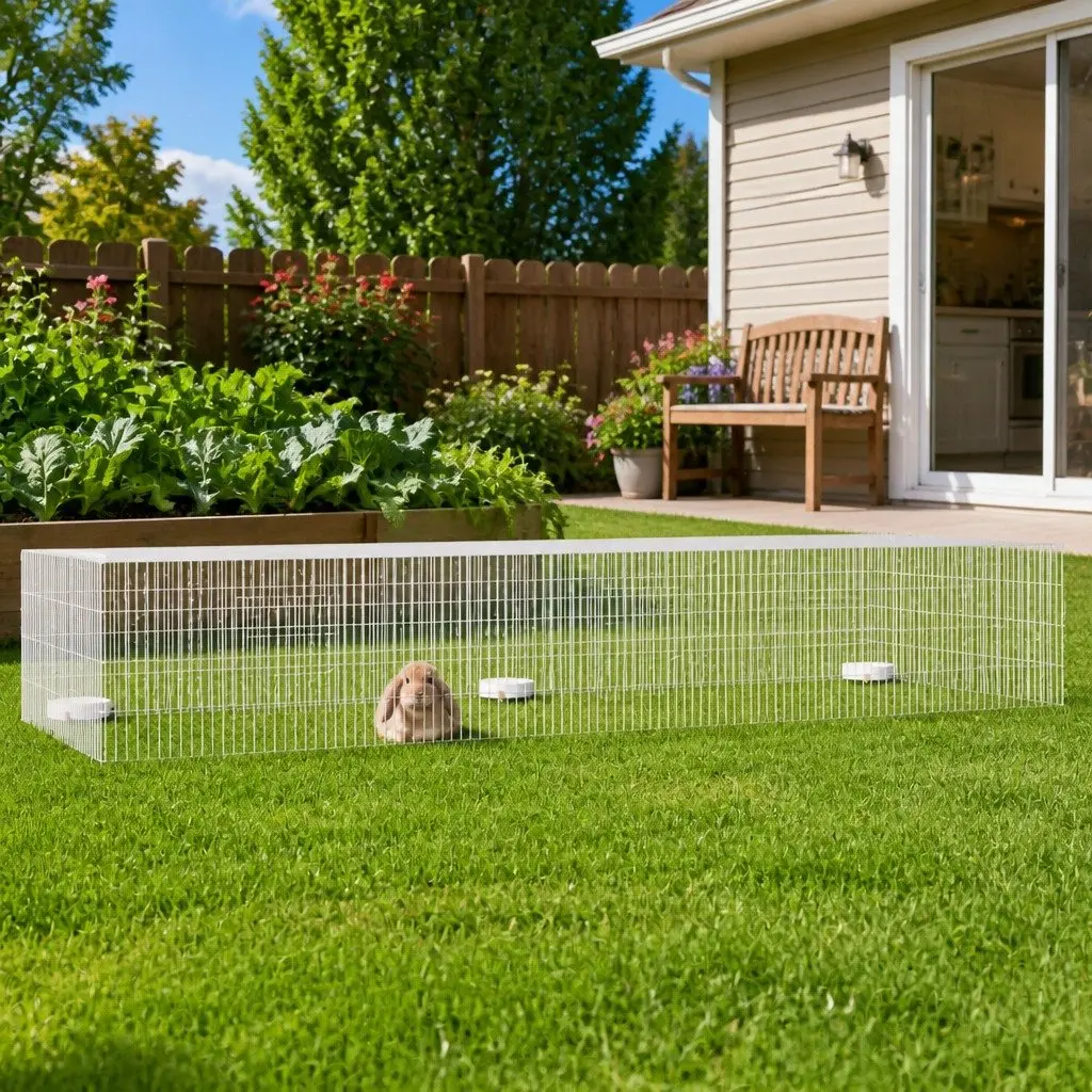 3-Panel Rabbit Cage Small Animal Hutch Run Enclosure Galvanised Iron
