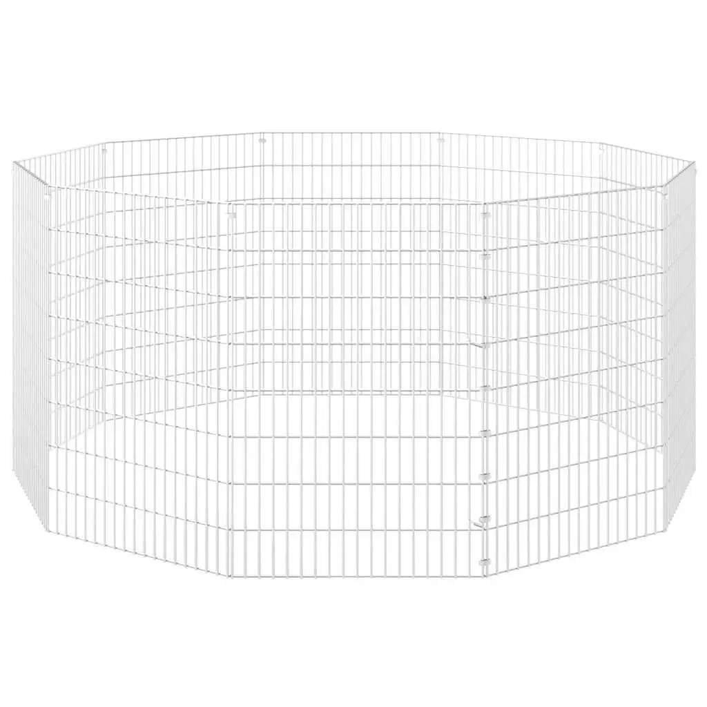 Small Animal Enclosure 10-Panel Durable Galvanised Iron Playpen Silver