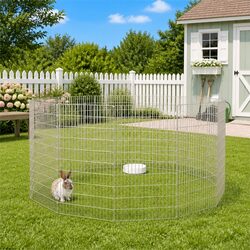 Small Animal Enclosure 12-Panel Galvanised Iron Pet Run Playpen Exercise Cage