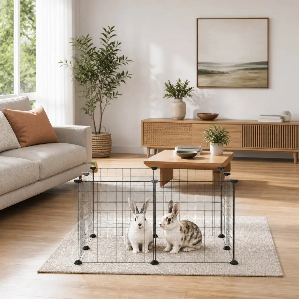 8-Panel Pet Cage Playpen Black Steel Small Animal Exercise Enclosure