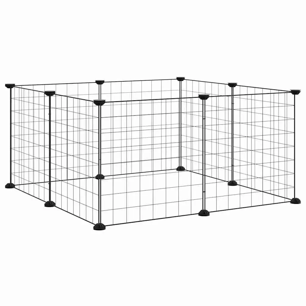 8-Panel Pet Cage Playpen Black Steel Small Animal Exercise Enclosure