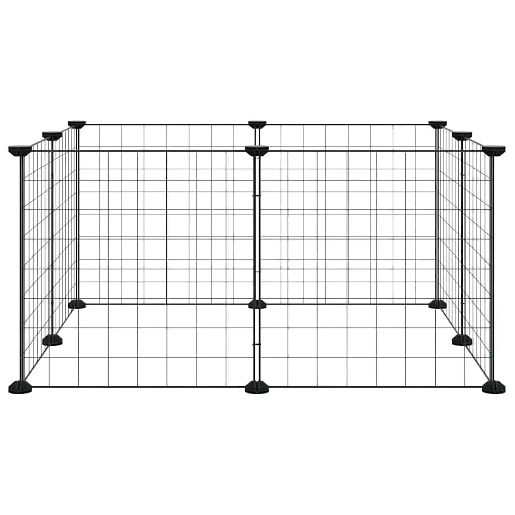 8-Panel Pet Cage Playpen Black Steel Small Animal Exercise Enclosure