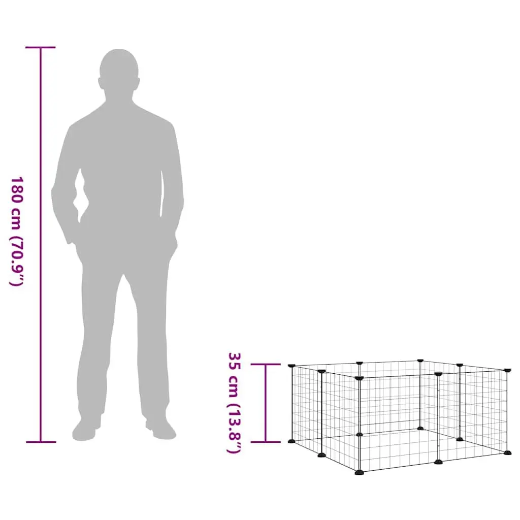 8-Panel Pet Cage Playpen Black Steel Small Animal Exercise Enclosure