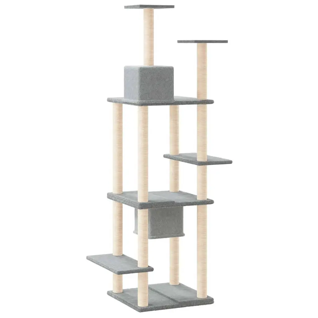 Cat Tree Multi-Level Houses Platforms 176cm Grey