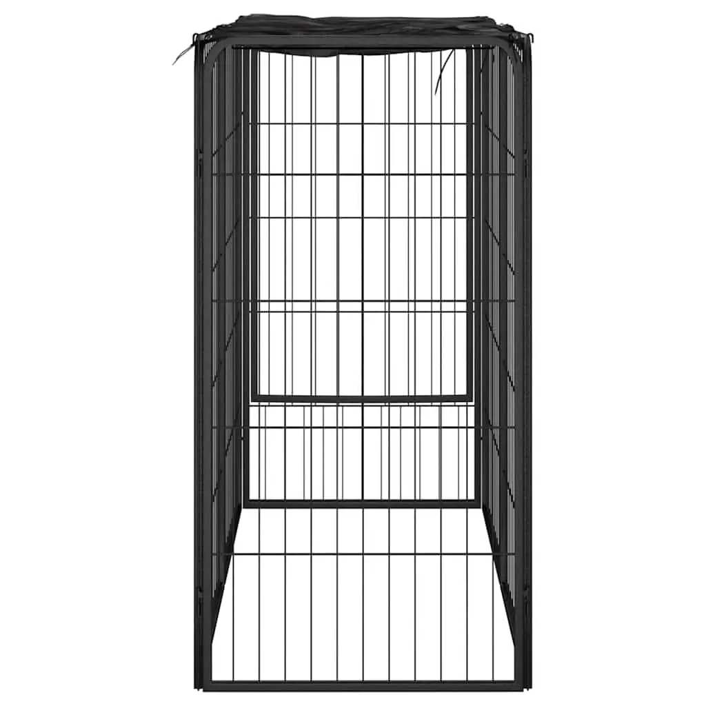 Dog Playpen Portable Outdoor Pet Enclosure 6 Panels Black Steel
