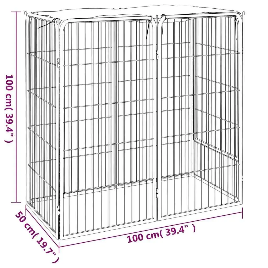 Dog Playpen Portable Outdoor Pet Enclosure 6 Panels Black Steel