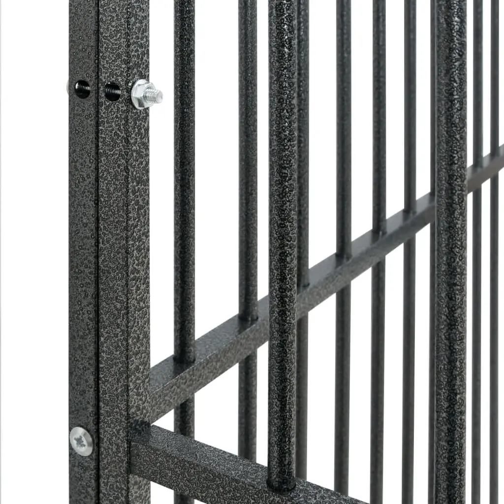 Dog Cage with Wheels Heavy Duty Galvanised Steel Black Indoor Outdoor Pet Enclosure