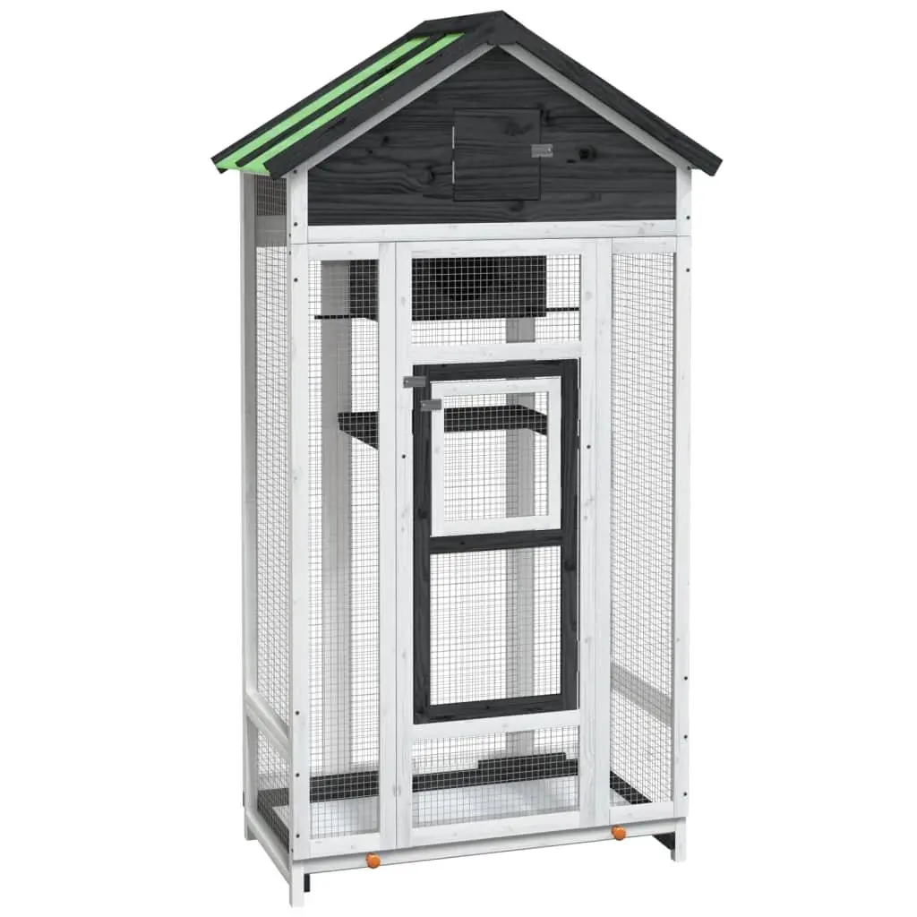 Large Bird House Aviary Outdoor Garden Nesting Box Wooden Grey 91.5x53x170cm