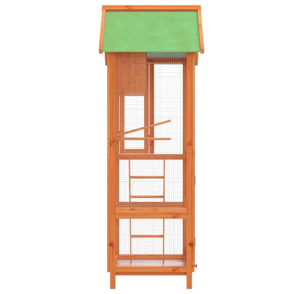 Large Outdoor Bird Aviary House Wooden Nesting Box Perches Ladder Garden Brown