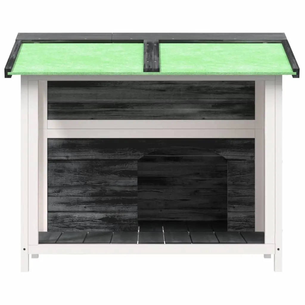 Dog Kennel Solid Pine Wood Water Resistant Roof Large Entrance Grey