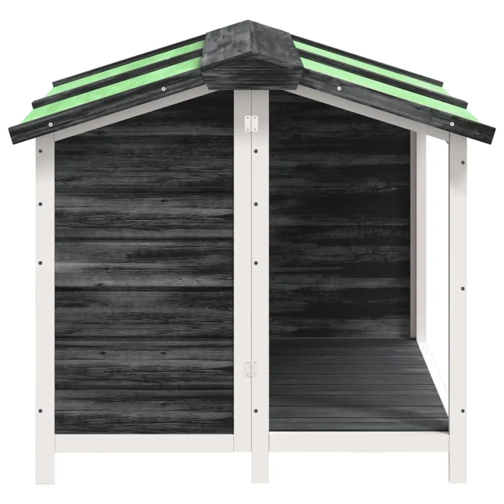 Dog Kennel Solid Pine Wood Water Resistant Roof Large Entrance Grey
