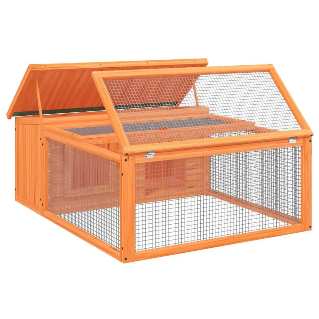Rabbit Hutch Solid Wood Pine Brown Outdoor Small Pet Cage Guinea Pig House