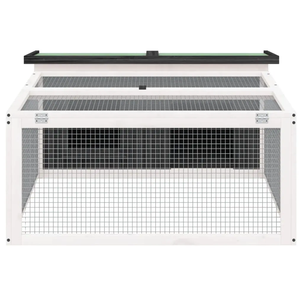 Rabbit Hutch Grey Outdoor Small Animal Cage Wood Pine Shelter Run Nesting Box