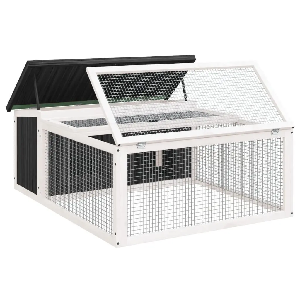Rabbit Hutch Grey Outdoor Small Animal Cage Wood Pine Shelter Run Nesting Box