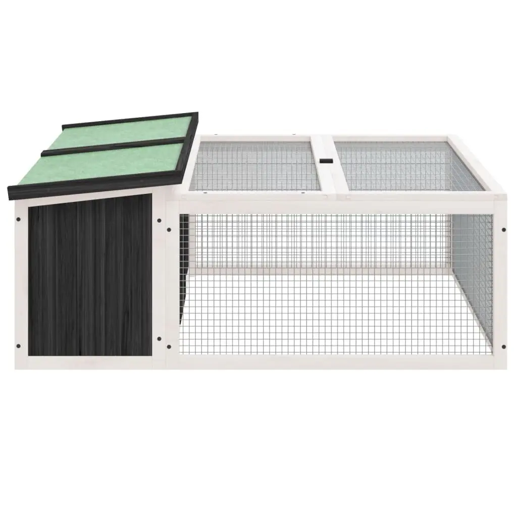 Rabbit Hutch Grey Outdoor Small Animal Cage Wood Pine Shelter Run Nesting Box