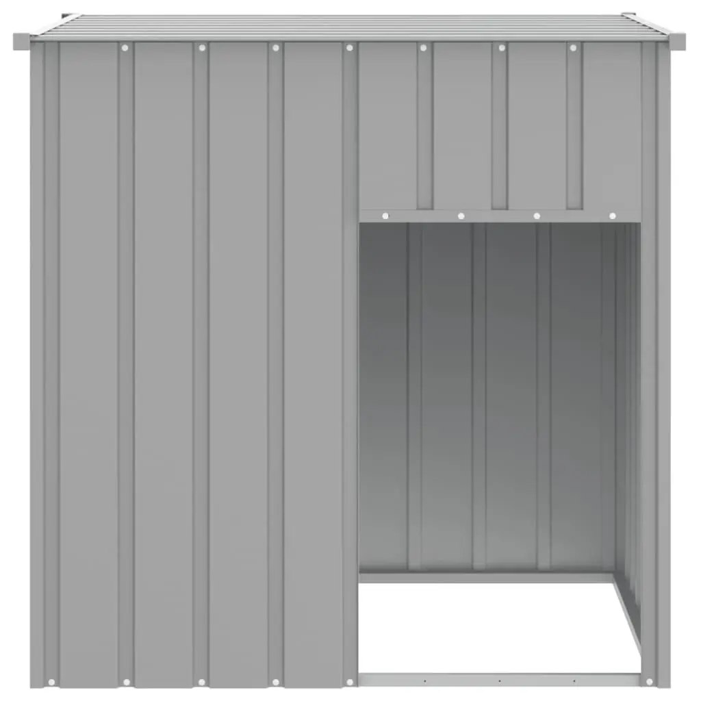 Dog Kennel Outdoor Pet House with Roof Grey Galvanised Steel
