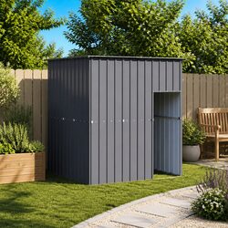 Dog House with Roof Anthracite Galvanised Steel Pet Kennel Outdoor Shelter