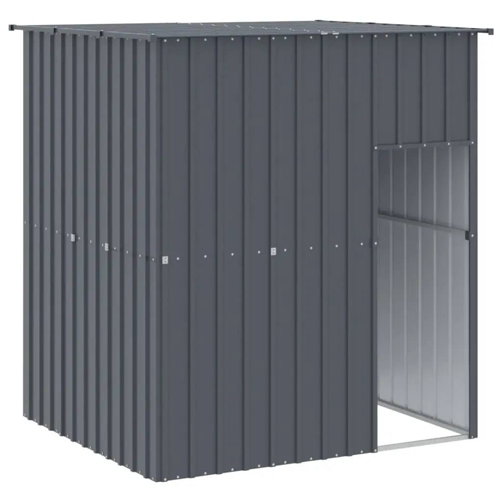 Dog House with Roof Galvanised Steel Outdoor Shelter Anthracite