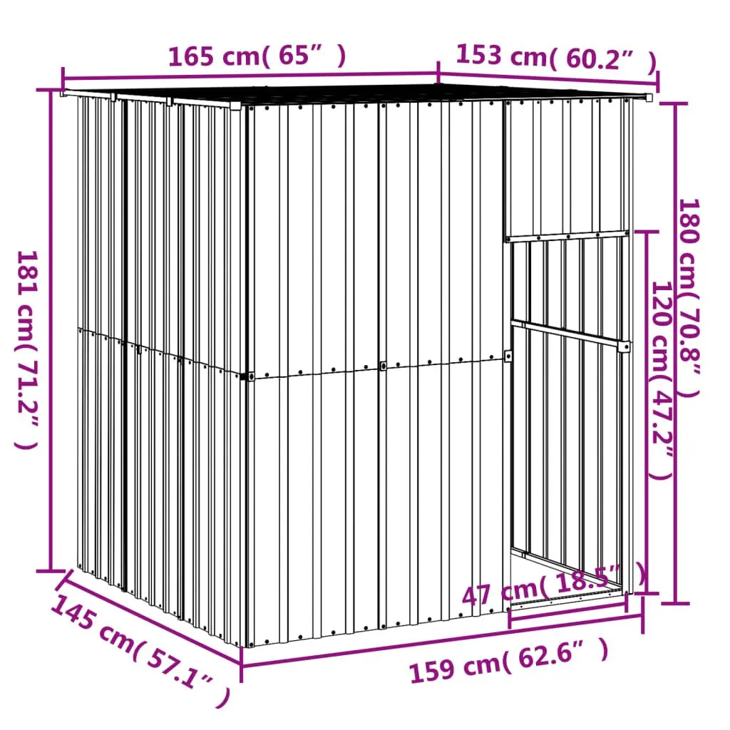 Dog House with Roof Galvanised Steel Outdoor Shelter Anthracite