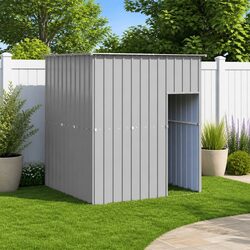 Dog House with Roof Pet Kennel Outdoor Shelter Grey Heavy Duty Durable Cage