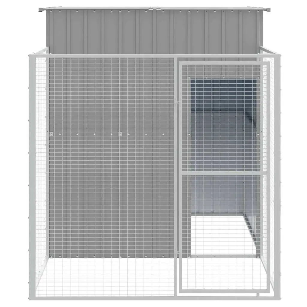 Dog Kennel with Run Galvanised Steel Light Grey 165x251x181cm