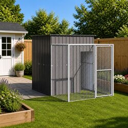 Chicken Cage with Run Anthracite Galvanised Steel Small Animal Habitat Coop