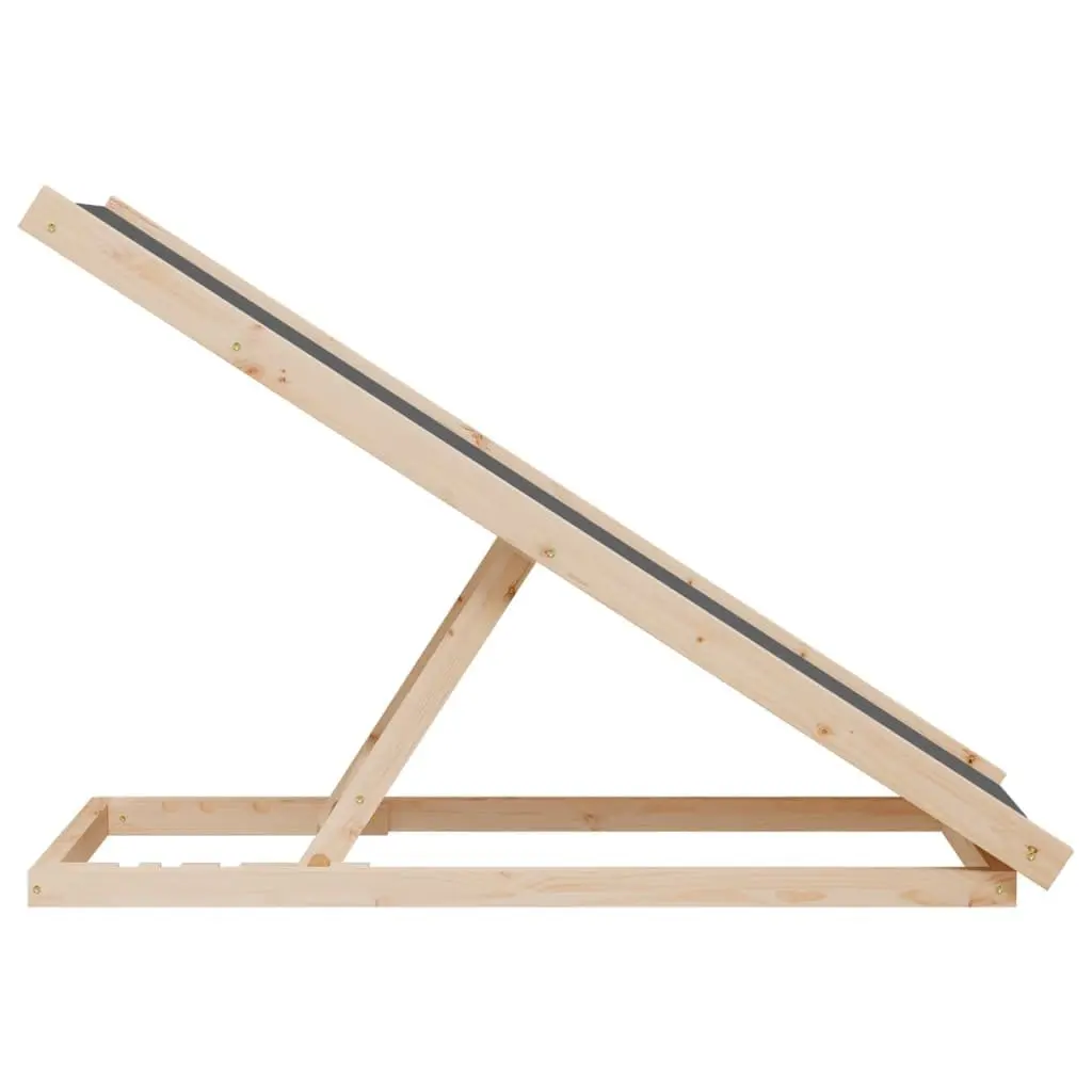 Dog Ramp Foldable Adjustable Height 100x40cm Grey Anti-Slip Polyester Surface Solid Fir Wood Frame