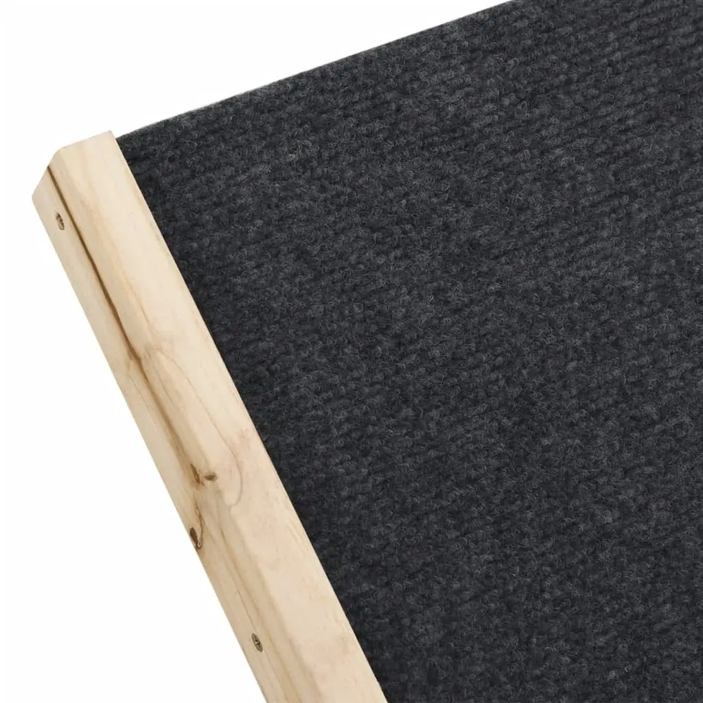 Dog Ramp Foldable Adjustable Height 100x40cm Grey Anti-Slip Polyester Surface Solid Fir Wood Frame