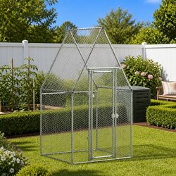 Chicken Cage Galvanised Steel 100x100x190 cm Outdoor Small Animal Enclosure Coop
