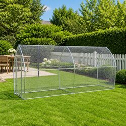 Chicken Cage Silver 400x105x182 cm Outdoor Enclosure Galvanised Steel Coop