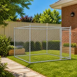 Dog Cage with Door Grey 2x2x1.5 m Outdoor Pen Galvanised Steel Kennel Run