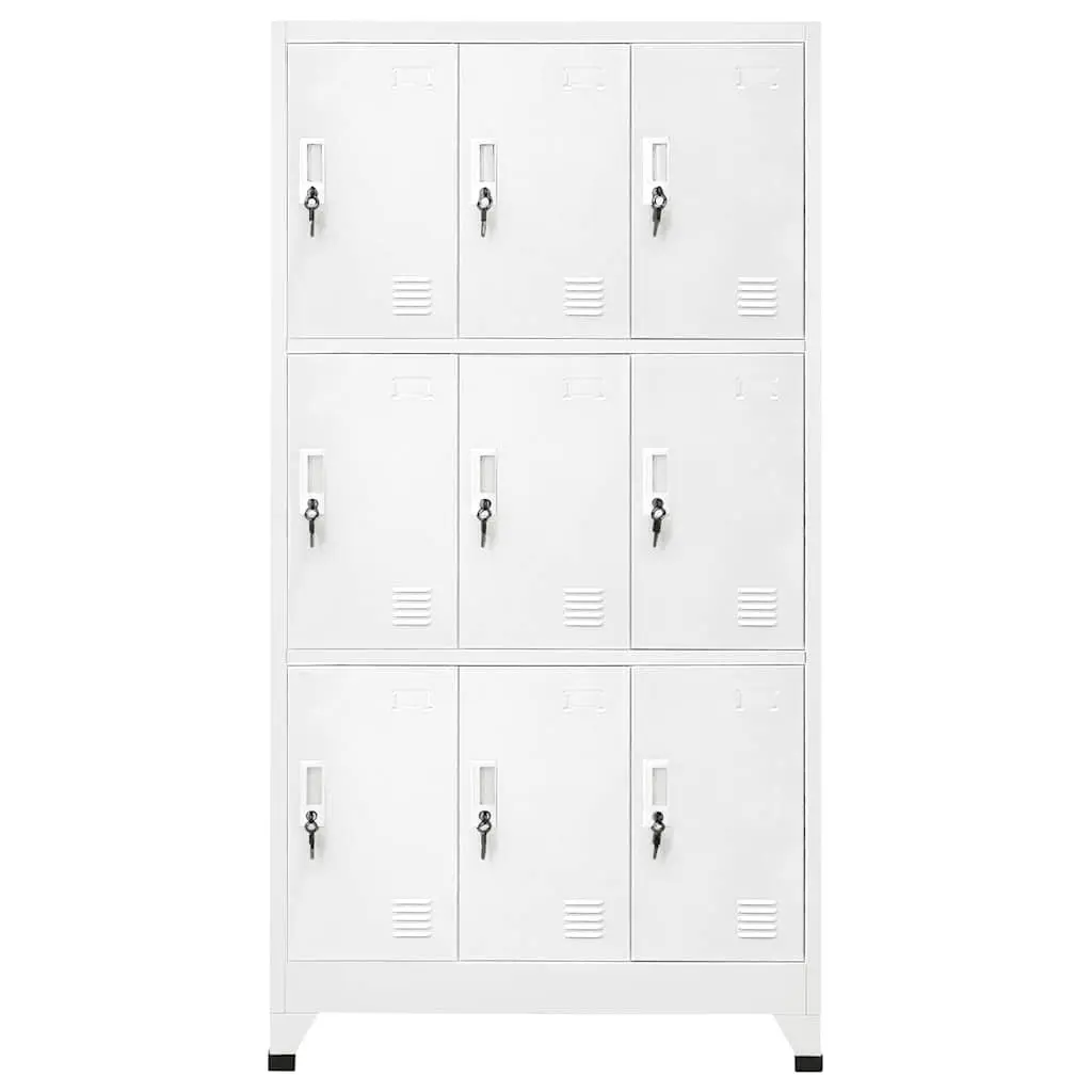 Locker Cabinet 9 Compartments Storage Steel Industrial Grey 90x45x180cm