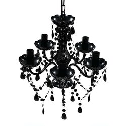 Black Crystal Chandelier 5 Bulb Ceiling Light Fixture Living Room Bedroom Dining