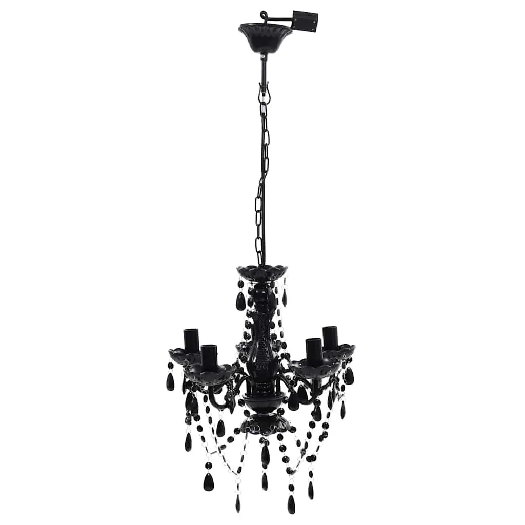 Black Crystal Chandelier 5 Bulb Ceiling Light Fixture Living Room Bedroom Dining